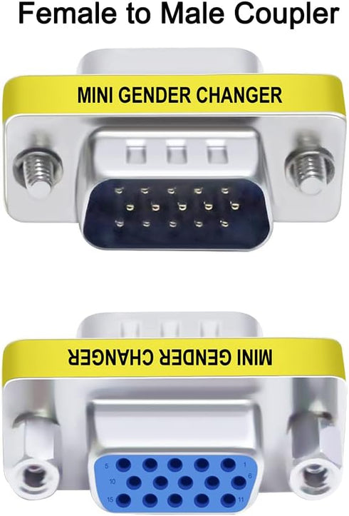 DTECH 3-Pack VGA Connector Female to Female Gender Changer Male to Female Adapter, Male to Male Coupler...
