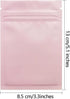 100 Pack Mylar Bags 3.3 x 5.1 Inch Resealable Smell Proof Bags Foil Pouch Flat Bag with Clear Window Pink...