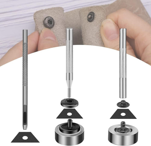 TLKKUE 50 Sets Leather Snap Fasteners Kit 10mm Black Metal Snap Buttons kit Stainless Steel with 4pcs Snap Fastener Installation Tools for Sewing ...
