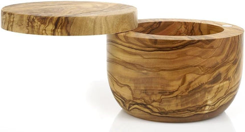 Berard Handcrafted Salt Keeper with Magnetic Lid, 4" Round, Olive Wood...