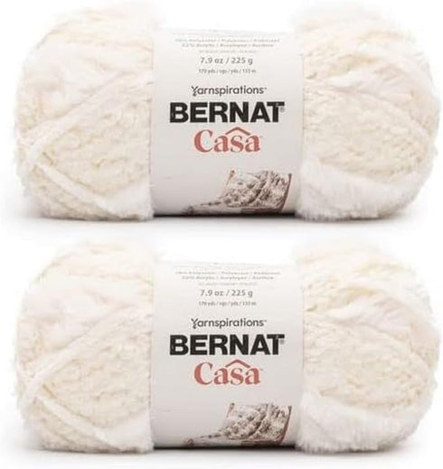 Bernat Casa Cream Yarn - 2 Pack of 226g/8oz - Polyester - 6 Super Bulky - Knitting/Crochet......