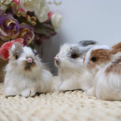 Mini Simulation Rabbits, Realistic Cute Plush Rabbits Lifelike Plush Bunny Realistic Rabbit Miniatures Cute Stuffed Animal Figurines, White Rabbit...