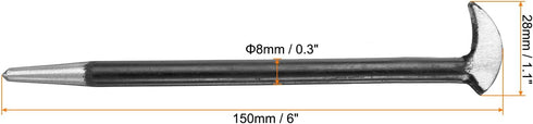 2pcs Rolling Head Pry Bar 6" Length 0.3" Rod Dia Carbon Steel Lady-foot Leverage Bar Heel Line Up Pry Bars for Automotive Mechanics Aligning & Pry...
