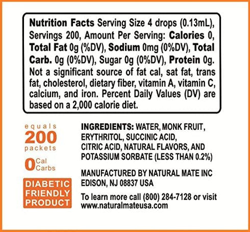Monk Fruit Liquid Sweetener Made with 100% Monk Fruit Extract and Optimized with Erythritol - 0.9 FL OZ (26.5 mL) | 2 Pack...