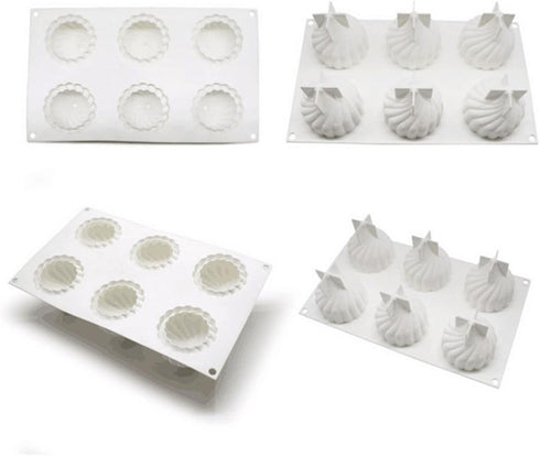 Spiral Castle Shape Silicone Molds Cake Decorating Tools Bakeware French Dessert Mousse Cake Mold Baking Cupcake Silicone Mousse Mold - 6 Cavities...