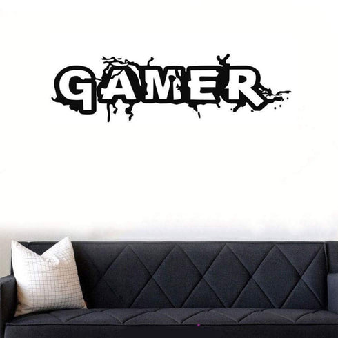 Gamer Wall Decal Vinyl Decal Art Design Stickers for Home Playroom Bedroom Game Boys Room Game Center Internet Bar(Gamer, 35" W x 11" H)...
