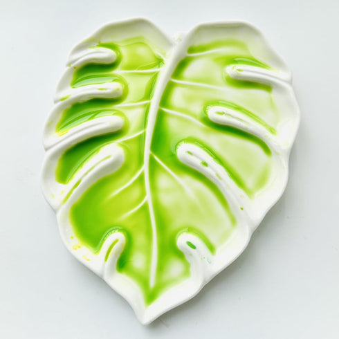 Porcelain Watercolor Palette 6.7in Monstera Leaf Artist Professional Ceramic Palette (Porcelain)...