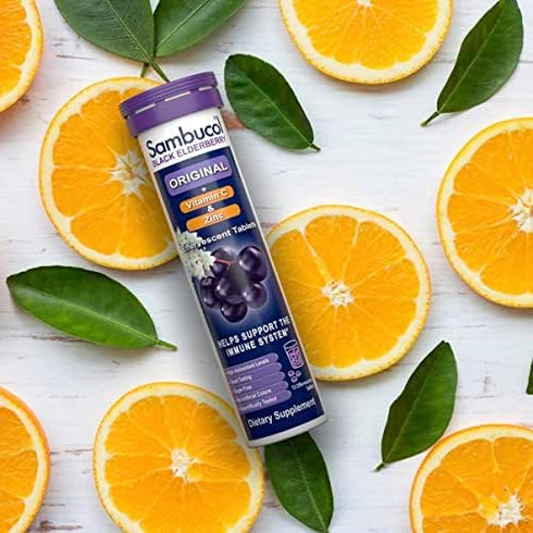 Sambucol Black Elderberry Effervescent Tablets - Elderberry with Zinc and Vitamin C for Adults, Elderberry Dissolving Tablets, Berries - 15 Count...