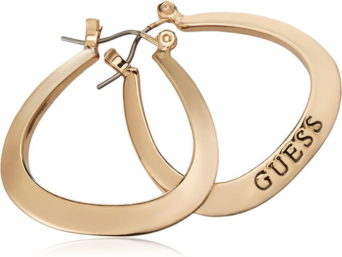 GUESS Basic Small Oval Logo Hoop Earrings...