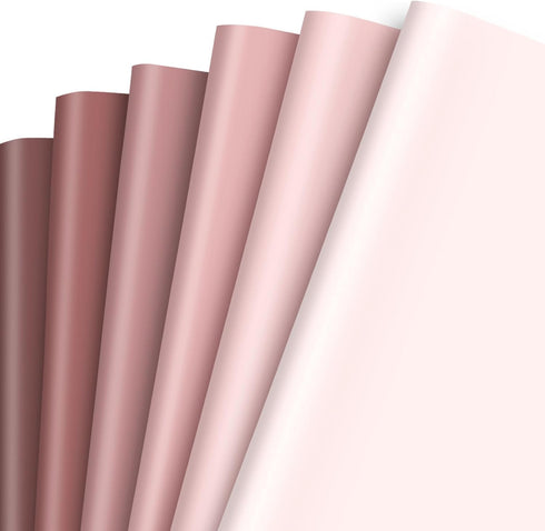 JarThenaAMCS 12 Sheets Dusty Pink Wrapping Paper - Not Roll - 6 Colors Gradient Pink Gift Wrap Paper Folded Flat DIY Craft Art Paper for Wedding B...