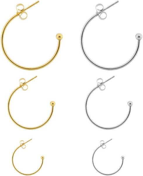 Supvox 6pcs Earring Findings Beading Hoop Earring Finding Metal Hoop Earrings C-Shaped Eardrops Beads DIY Jewelry Making Supplies Materials - Gold...