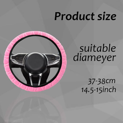 Car Steering Wheel Cover, 15" Breathable Anti-Slip Elastic Stretch Without Inner Ring, Short Faux Steering Wheel Protector, Universal Car Interior...