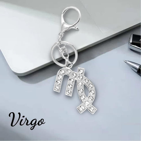 Constellation Keychain,2 Packs Gold and Silver Zodiac Creative Crystal Keychain,Novelty keychain Accessories...