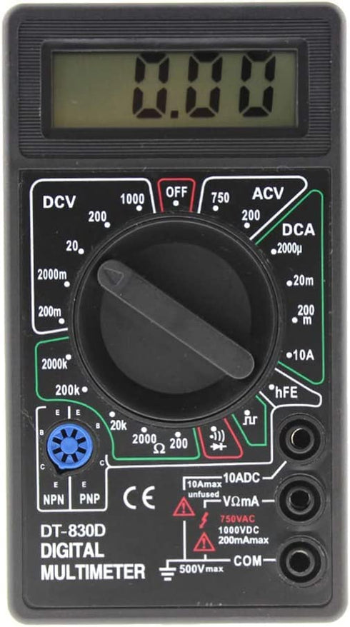 DT-830D Digital Multimeter with Buzzer Square Wave Output Voltage Ampere Ohm Tester Probe DC AC LCD Overload Protection...