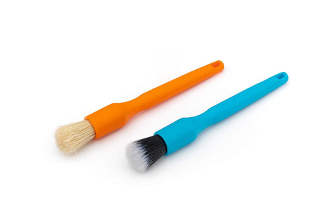 Detail Factory - Crevice Mini Detailing Brush Combo Kit - One Boar's Hair Brush + One Ultra-Soft Synthetic Brush, Heavy Cleaning Action for Small ...