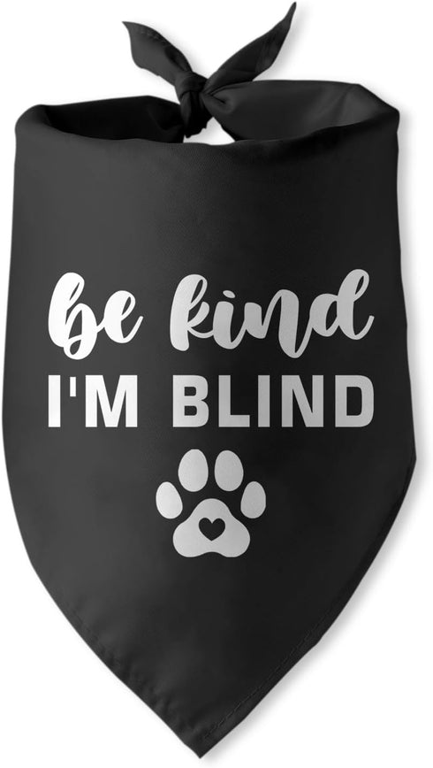 Be Kind I'm Blind Triangle Dog Bandana Blind Dog Devices for Blind Dogs Funny Puppy Bandana Photo Prop Pet Scarf Accessories for Pet Dog Lovers Gi...