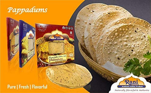 Rani Pappadums (Indian Lentil Wafer Snack) Garlic Papad 7oz (200g) Approximately 15pc, 7 inches ~ All Natural | Gluten Friendly | NON-GMO | Vegan ...