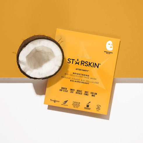 STARSKIN After Party - Premium Korean Skincare Bio-Cellulose Facial Mask Formulated with Fermented, Vitamin-Rich Coconut Juice - Soaked in 30ml of...
