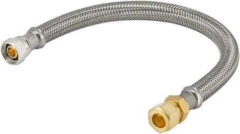 Eastman 16 Inch Delta Style Flexible Faucet Connector, Braided Stainless Steel with Nickel-Plated Brass Nuts, 3/8 Inch OD Male Compression x 3/8 I...