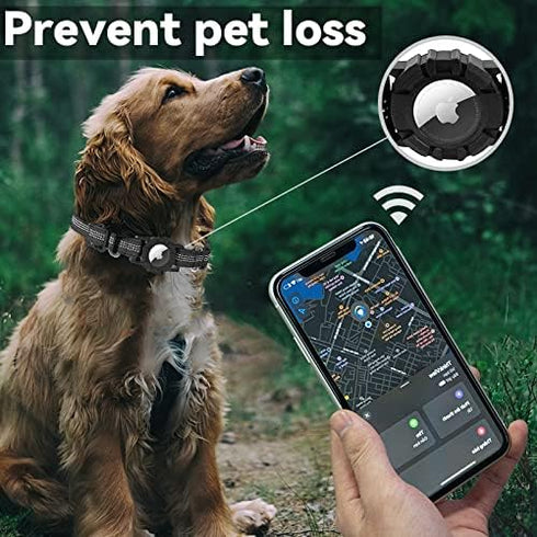 3 Pack AirTag Dog Collar, Reflective Dog Collar with AirTag Holder and Handle, Adjustable Nylon Air Tag Accessories Pet Collar for Small Medium La...