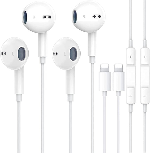 2 Pack-Wired Headphones for iPhone 14 Pro Earbuds with Lighing Aux Jack in Ear Earphones Noise Reduction Built-in Mic & Volume Control Support for...