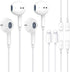 2 Pack-Wired Headphones for iPhone 14 Pro Earbuds with Lighing Aux Jack in Ear Earphones Noise Reduction Built-in Mic & Volume Control Support for...