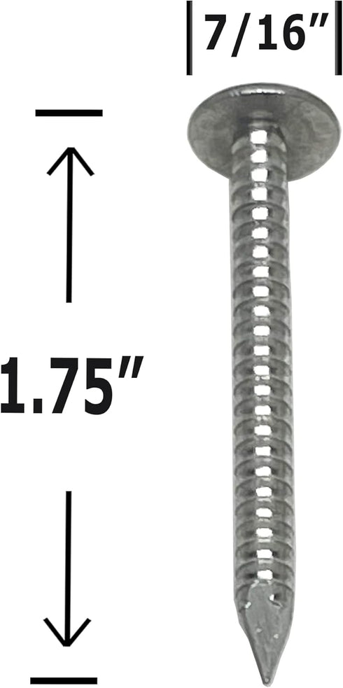 1.75”-RING SHANK ALUMINUM - ROOFING SIDING NAILS - Vinyl & Aluminum Siding & Facia Trim Nail – Aluminum metal secure holding Ring Shank nail – 1.7...