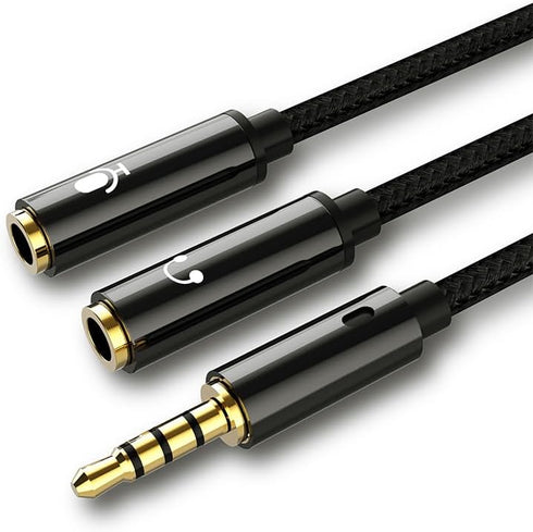 Headphone Splitter 3.5mm Mic and Audio Y Splitter TRRS Headset Adapter Cable Compatible with PC, Laptop, Android, Windows, and Smart Phones (Not f...
