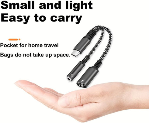 USB c to 3.5mm Headphone and Charger Adapter,2 in 1 USB C to Aux Audio Jack with PD Fast Charging Dongle Cable Cord for iPhone 15/15 Pro Max,Galax...