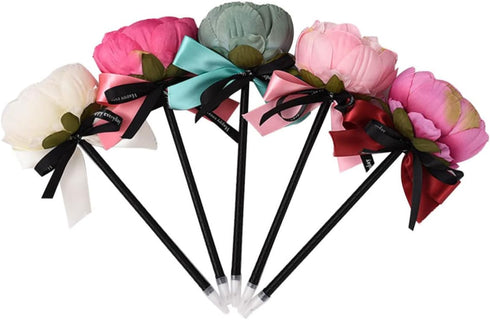 5 Pcs Flower Pens for Office Valentines Day Ink Pens Rose Pens Flower Artificial Peony Ornaments Stylus Pen Fashion Pen Pink Rose Pen Stationery P...