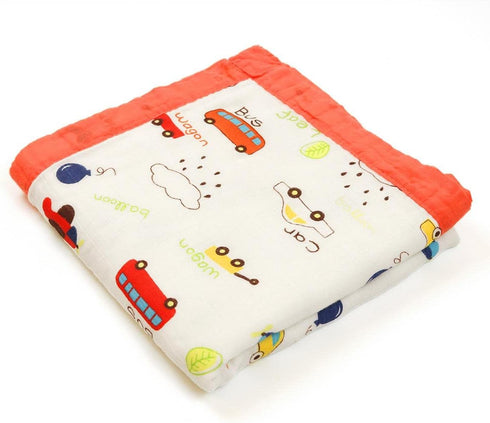 Coral Red Muslin Baby Blanket, Ultra Soft Hypoallergenic Baby Quilts, Unisex Baby Swaddle Wrap, Oversized 43X45inchs (Car Bus)...