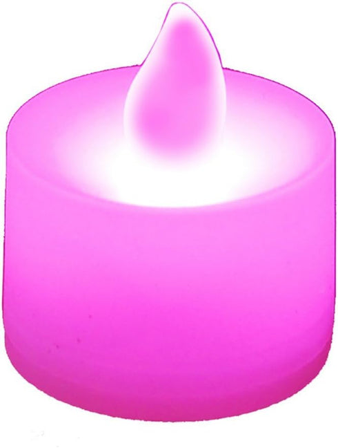 LumaBase Battery Operated Tea Light Candles, Pink - Set of 12...