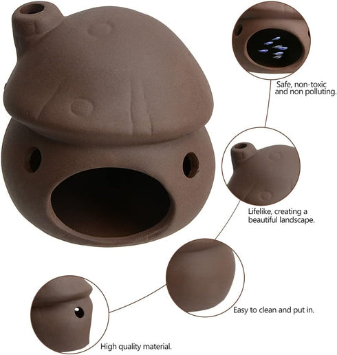 Saim Aquarium Mushroom House Decorations, Ceramic Fish Tank Cave Hideaway Small Fish Shrimp Breeding Cave Fish Tank Landscape Decor for Territoria...