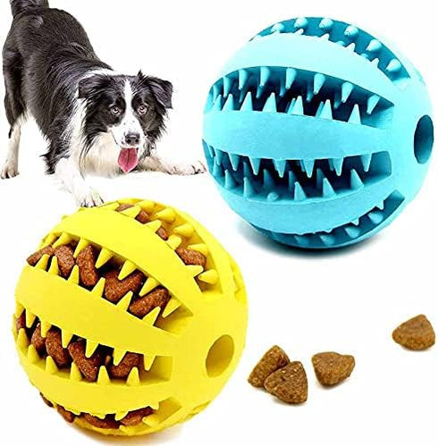 (2 Pack) Dog Puzzle Toy Teething Ball Nontoxic Durable Chew Toy Teeth Cleaning Chewing Playing Treat Dispensing Dog Toy (2 Pack) (Turquoise Blue a...