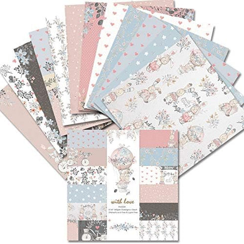 Happy Easter Rabbit with love Theme Scrapbook, DIY Album Scrapbook Paper, Hand Account, Greeting Card Making Background Paper Craft Supplies Paint...