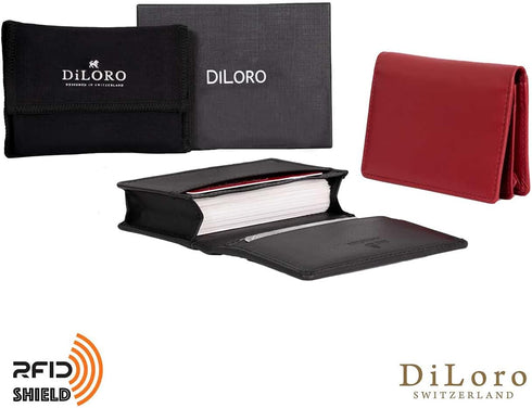 RFID Leather Wallet for Men or Women Travel Bifold Card Holder Full Grain Cow Nappa 4"x3" Expandable to 1" Thick (Red Nappa)...