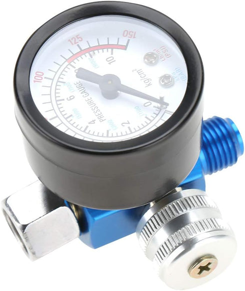 Air Pressure Regulator, Fydun 1/4” Spray Paint Gun Air Pressure Regulator Pressure Gauge Pneumatic Tool Accessory for Air Inlet Joint of Pneumatic...
