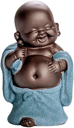 Kingzhuo Ceramic Tiny Cute Buddha Statue Monk Figurine Creative Baby Crafts Dolls Ornaments Gift Classic Delicate Ceramic Arts and Crafts Tea Acce...