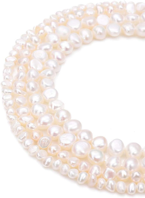 Natural Pearl Beads Side Hole 8-9mm White Freshwater Cultured Loose Gemstone Beads for DIY Jewelry Making 13.8''/Strand...
