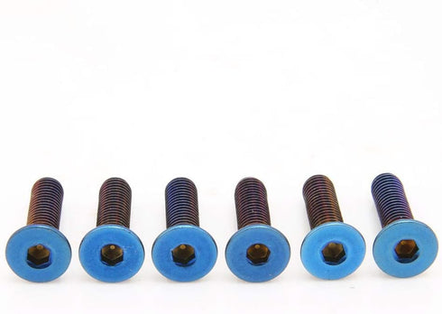 Kyostar 6 Pcs Stainless Steering Wheel Screw Bolts M5×0.8 (Length 15mm) Burnt Titanium Blue Steering Wheel Bolts Screw...