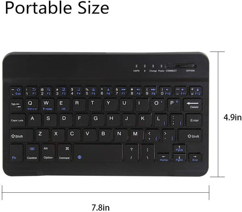 FLY WAY Portable Wireless Bluetooth 3.0 Keyboard,Ultra-Slim Mini Keypad 78 Keys Rechargeable Bluetooth Keyboard for iOS Android Windows Tablets an...