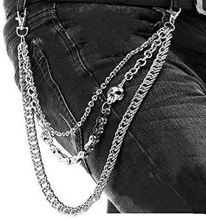 BOMPOW Biker Skull Wallet Chain Punk Men Cool Skull Punk Trouser Long Wallet Key Chain For Bike Jean Gothic Rock...