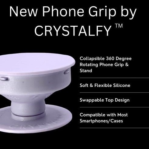 Grips by CRYSTALFY Pink Druzy Quartz Crystal Phone Grip & Phone Stand Authentic Natural Gemstone Swappable Top, Expandable Collapsible Holder for ...
