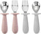 PandaEar 4 Set Baby Toddler Silicone Stainless Steel Utensils Silverware Spoon Fork for Baby Toddler BPA Free with Silicone Holding Anti-Choke Des...