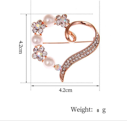 Heart Brooch For Women Cluster Pave Clear Crystal Love Heart Pearl Brooch Pin Wedding Party Clothes Accessories...