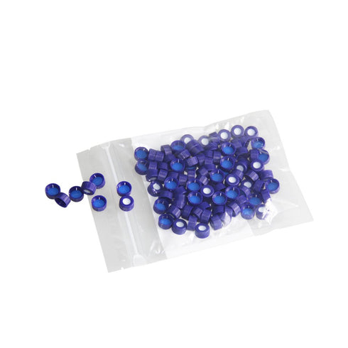 HPLC Pre-slit 9-425 Screw Thread Vial Blue Caps, 9mm, Blue PTFE/White Silicone Septa, 100 pcs/pk...