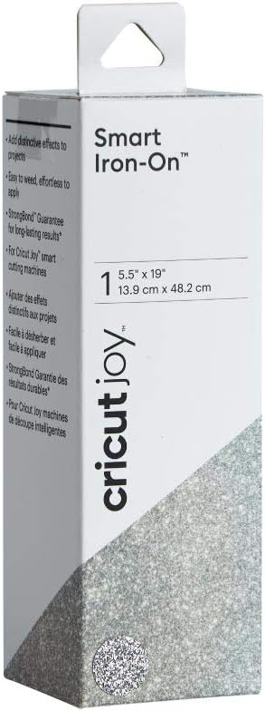 Cricut Joy Smart StrongBond Iron-On Heat Transfer Vinyl Roll 5.5 x 19in, Glitter Silver...