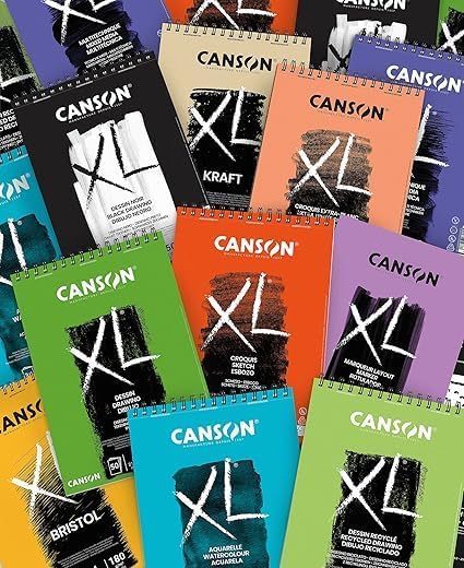 CANSON XL Watercolour 300gsm A5 Paper, Cold Pressed, Spiral Pad Short Side, 30 White Sheets, Ideal for Professional Artists...