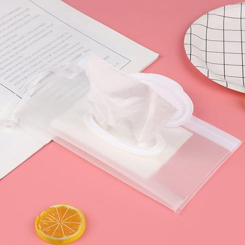 Transparent Baby Wipe Case Travel Holder Keeps Wipes Moist Set of Wet Wipes Holders Cases Portable Travel On The Go Refillable Dispenser Container...