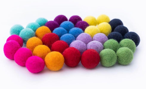 Felt Pom Poms - Wool Felt Balls - 10 Vibrant Colors - 40 Pieces - 2cm (~0.8 inch) Size Each - Craft - DIY - Handmade 100% New Zealand Wool...
